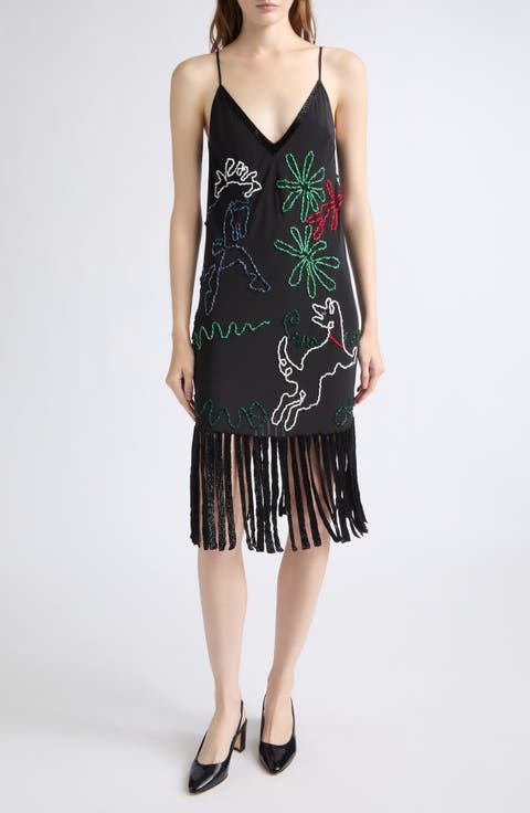 Dream Pony Beaded Silk Slipdress