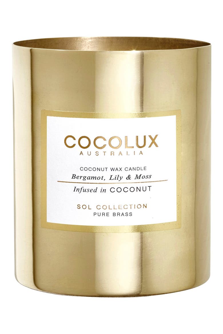 Bergamot, Lily & Moss Brass Candle, Main, color, NO COLOR