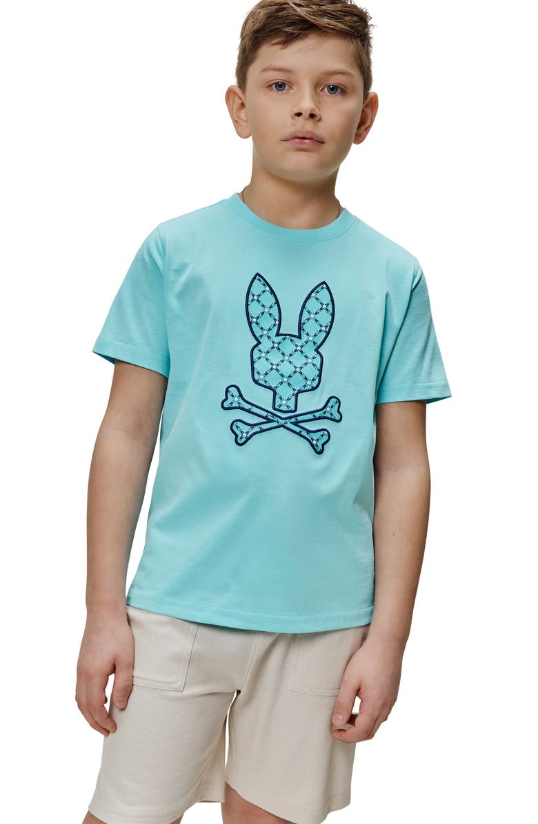 Psycho Bunny Kids' Aram Embroidered Bunny Graphic T-Shirt, Alternate, color, Antigua Sand