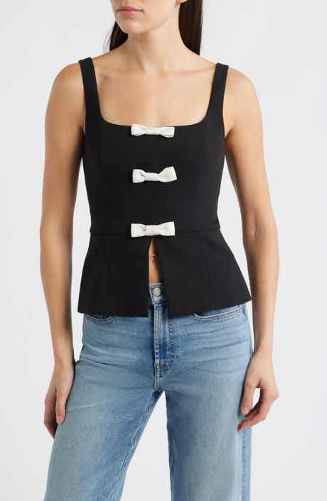 Azra Bow Sleeveless Peplum Top