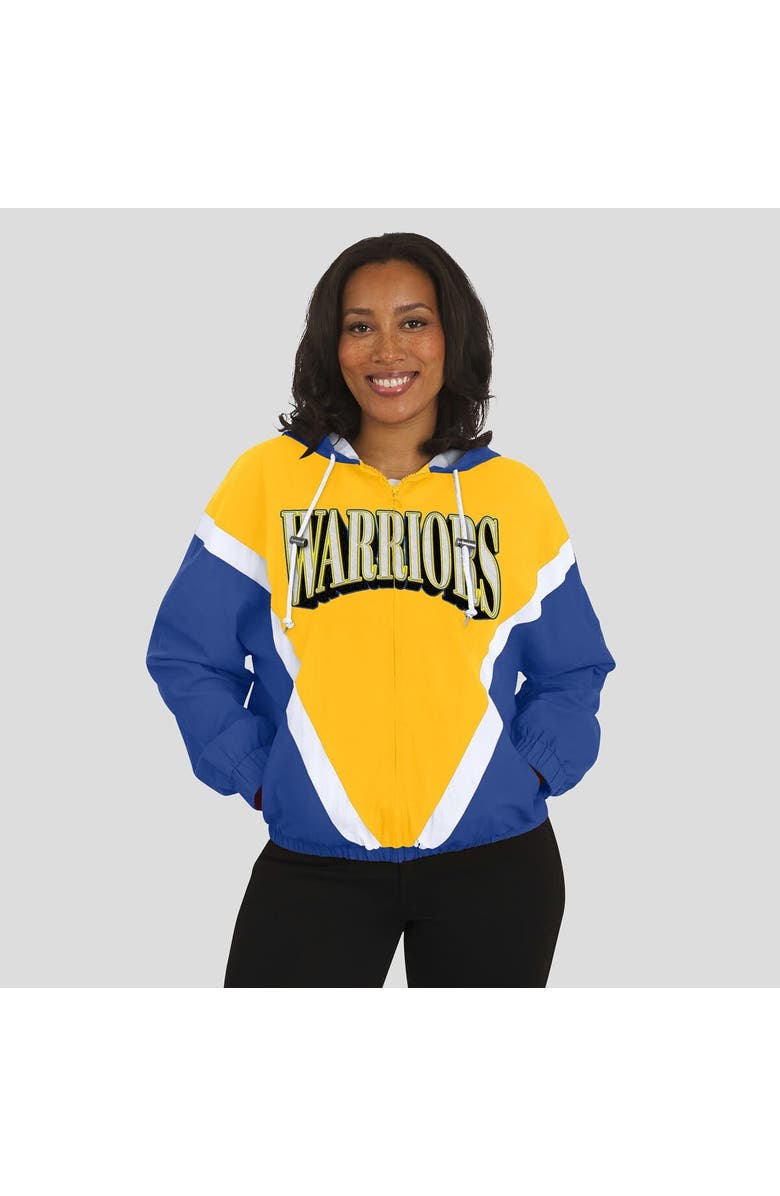 WEAR by Erin Andrews Women's WEAR by Erin Andrews  Gold/Royal Golden State Warriors Color-Block Full-Zip Windbreaker, Alternate, color, Gold