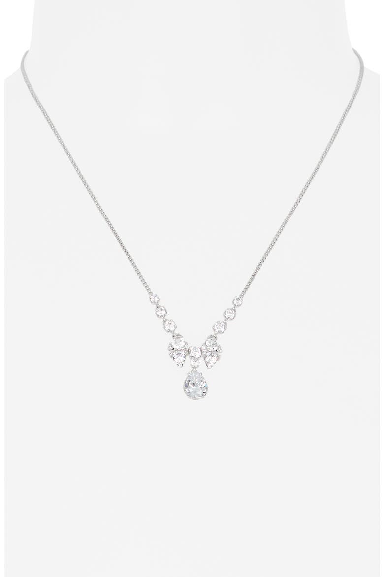 Whimsy Bow Pendant Necklace, Main, color, RHODIUM