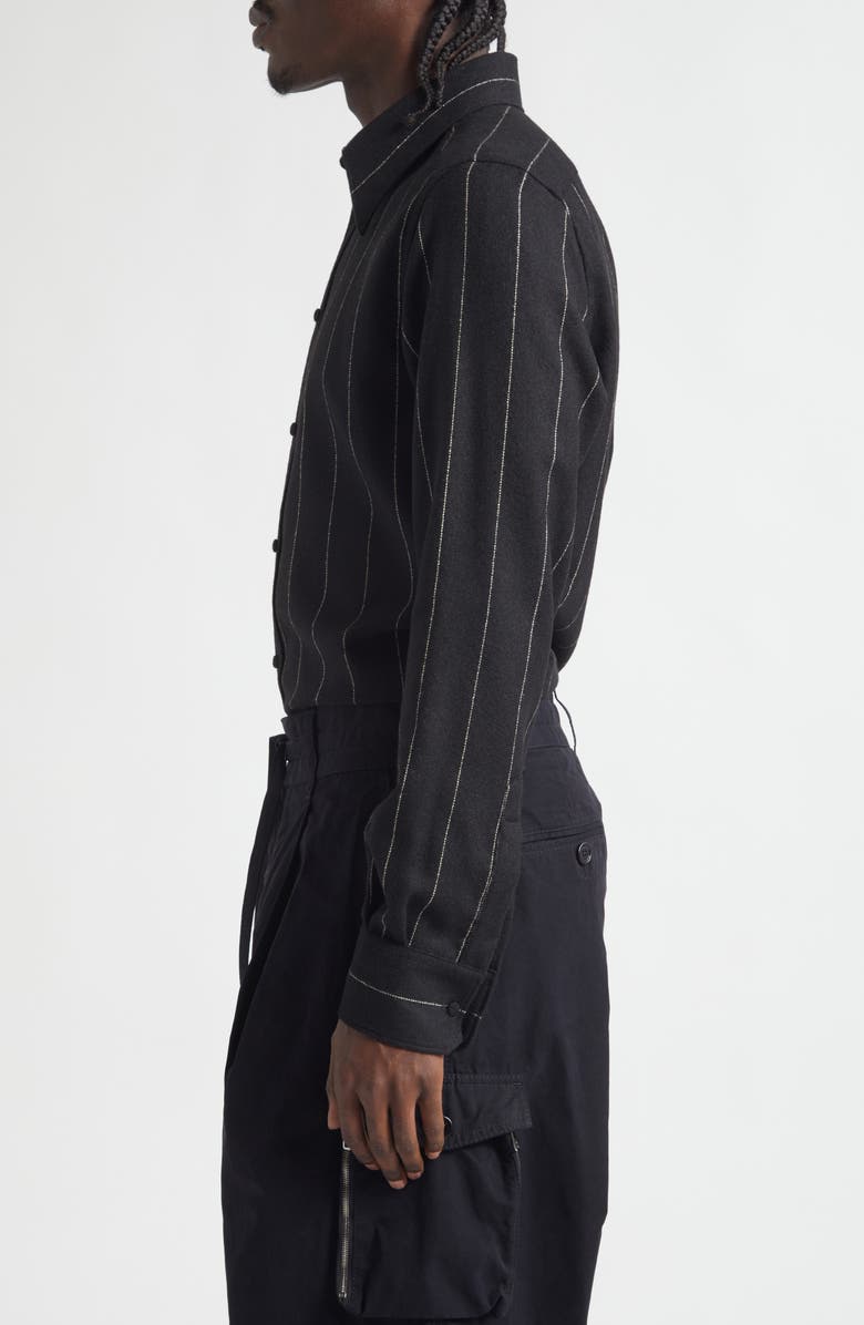 Dolce&Gabbana Gold Fit Pinstripe Flannel Shirt, Alternate, color, Rigato