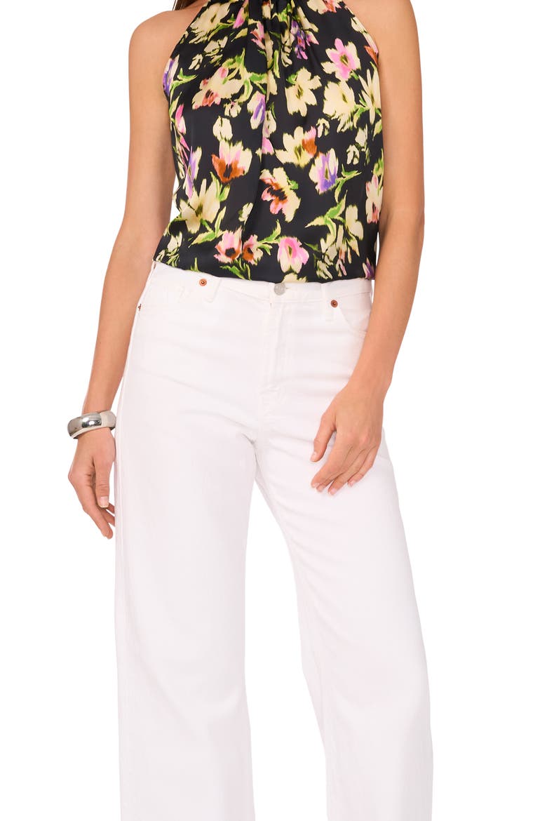 Floral Sleeveless Top, Alternate, color, RICH BLACK