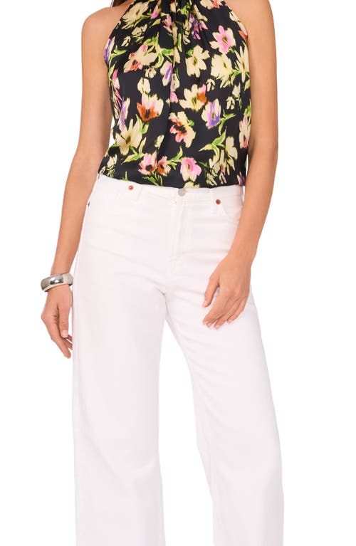 Vince Camuto Floral Sleeveless Top In Rich Black