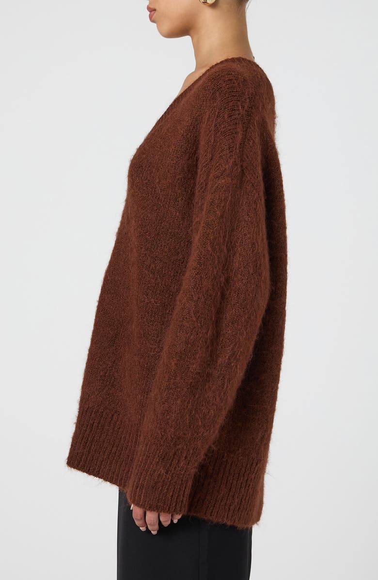 French Connection Oversize V-Neck Sweater, Alternate, color, Chocolate