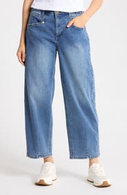 Democracy High Waist Crop Barrel Leg Jeans