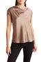 Cowl Neck Cap Sleeve Satin Top