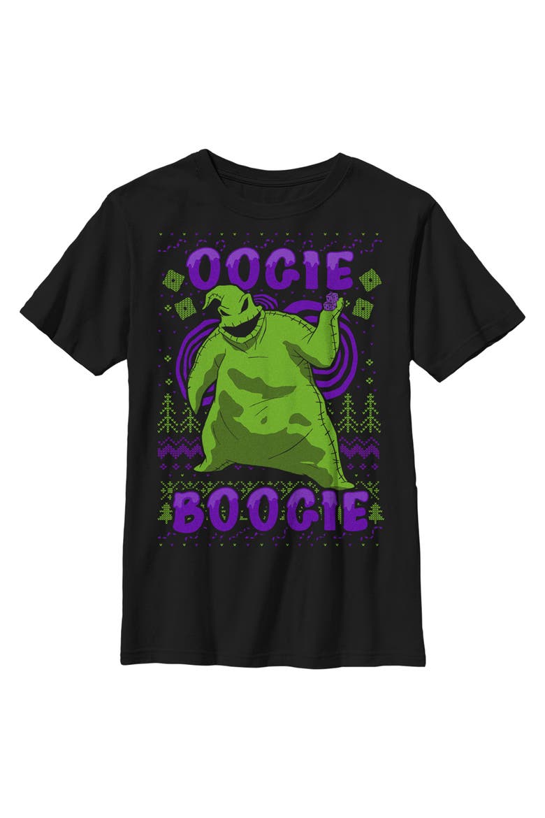 Boy's The Nightmare Before Christmas Oogie Boogie Ugly Sweater  Graphic T-Shirt, Main, color, Black