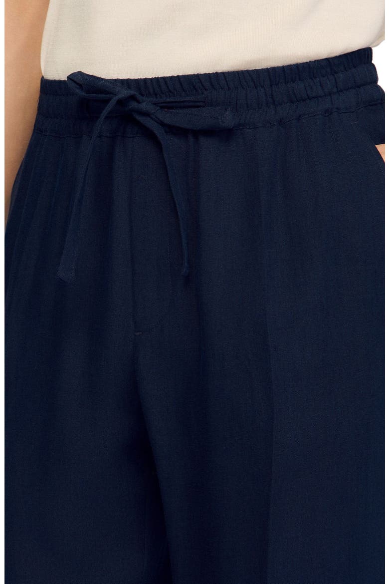 Straight-leg linen trousers, Alternate, color, Navy blue