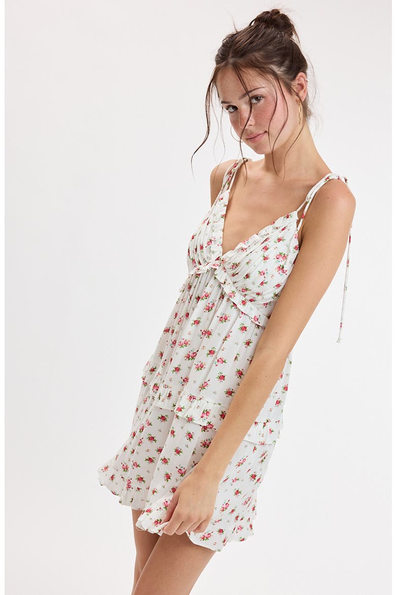 Tie Strap Ruffle Minidress, Alternate, color, WHITE