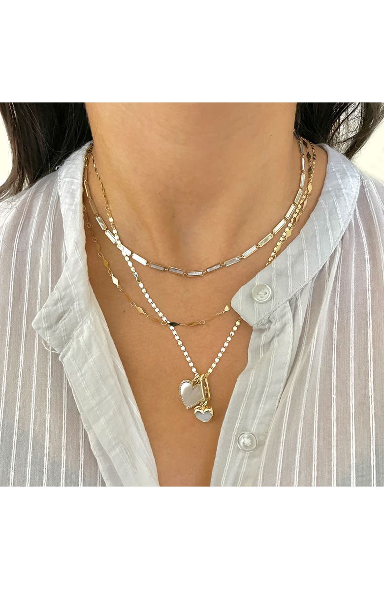 The Lovery Fine Jewelry Mother of Pearl Bar Necklace, Alternate, color, White