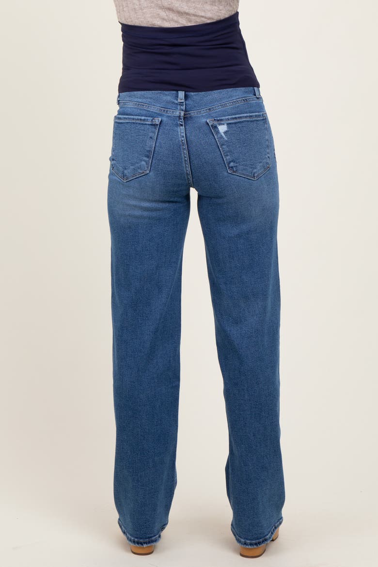 Classic Wash Wide Leg Maternity Jeans, Alternate, color, Navy Blue