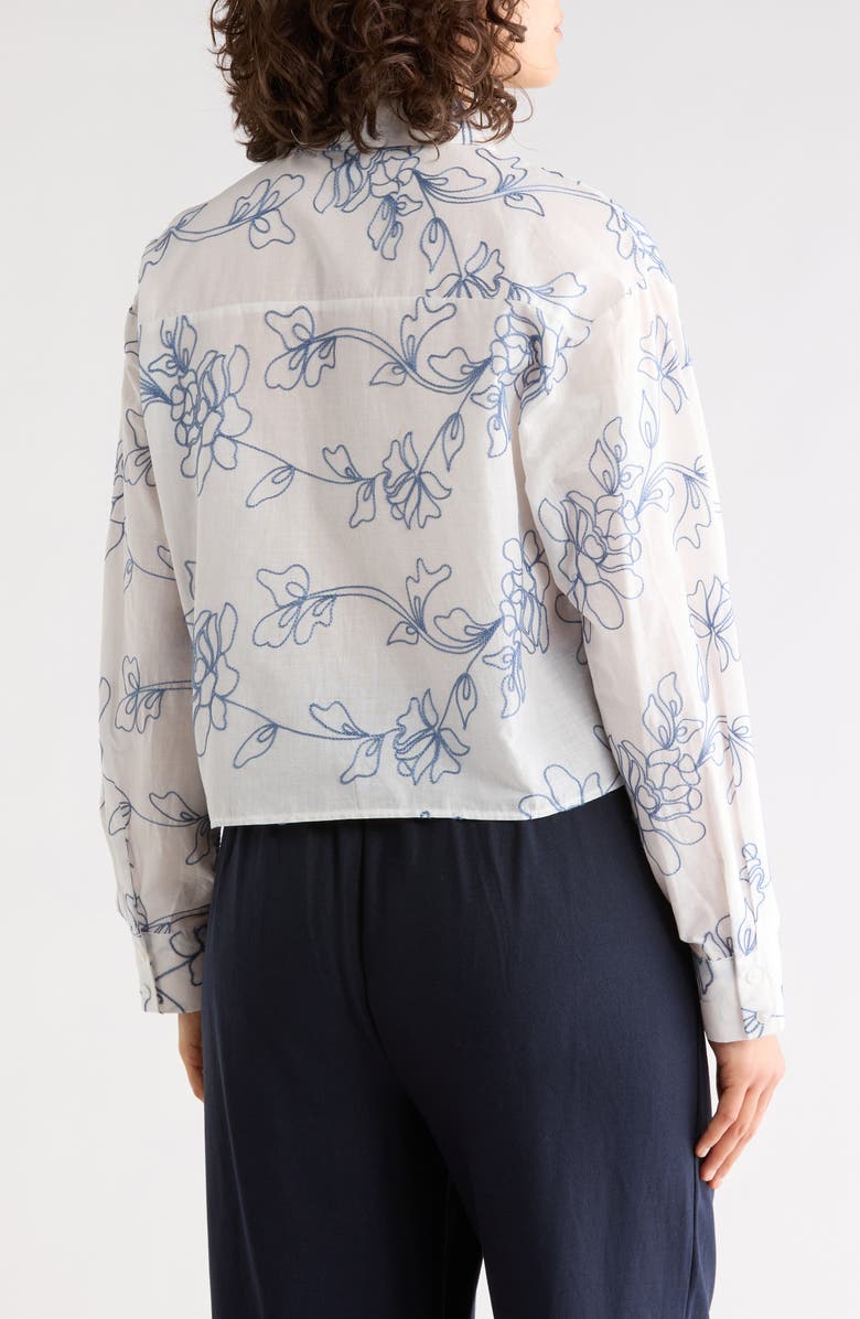 Ellen Tracy Embroidered Cotton Top, Alternate, color, White