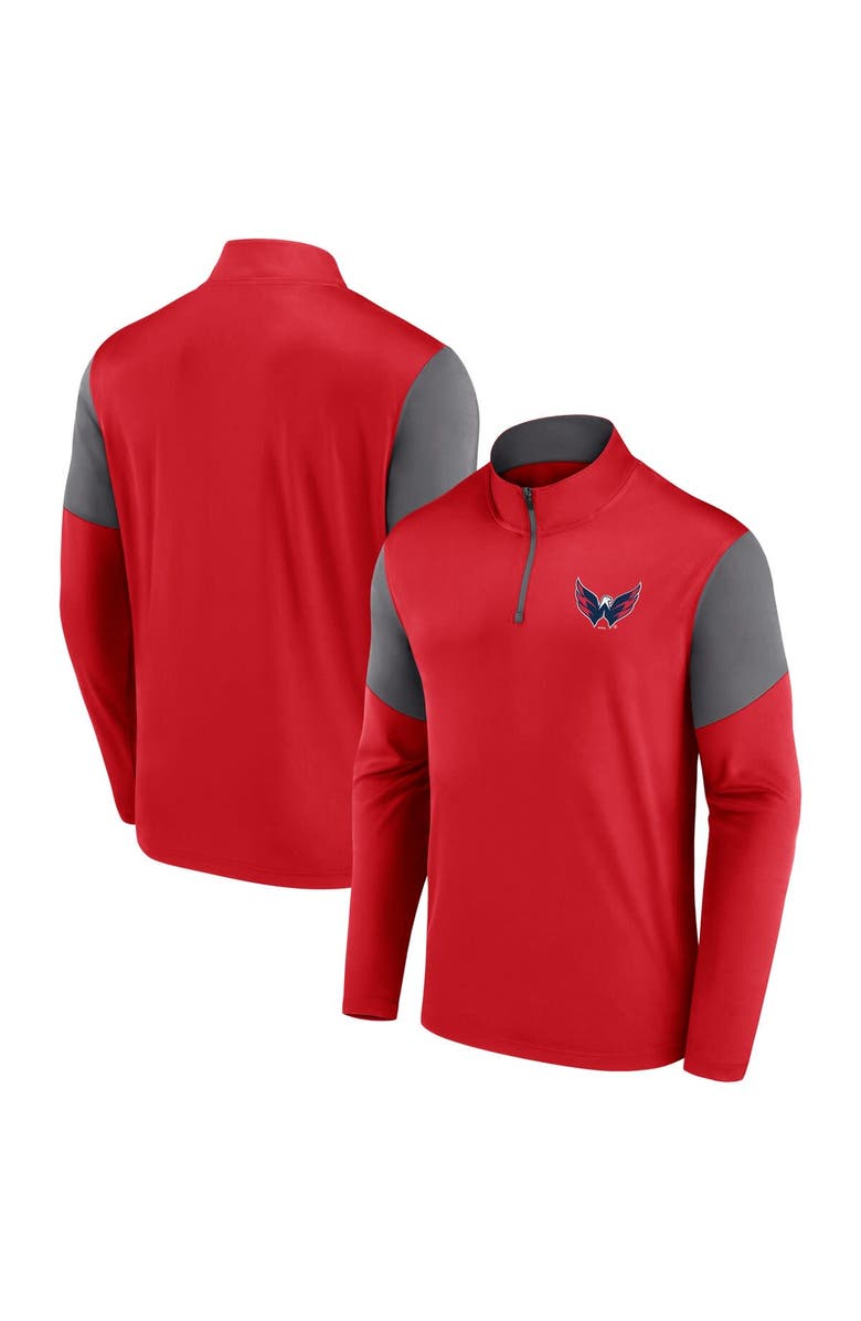 FANATICS Men's Fanatics Red Washington Capitals Logo Quarter-Zip Top, Main, color, Red