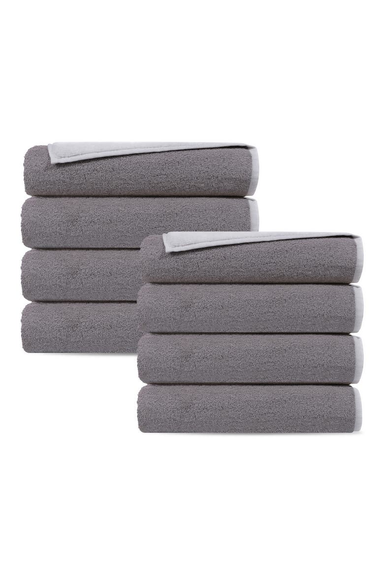 Double Face 8-Piece Turkish Cotton Washcloths, Main, color, GREY/ WHITE