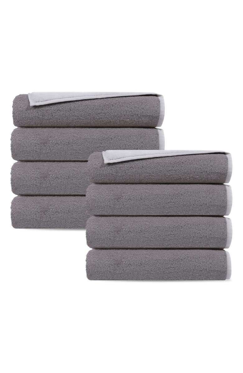 DePera Double Face 8-Piece Turkish Cotton Washcloths, Main, color, Grey/ White