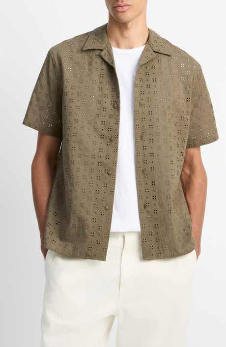 Vince Floral Eyelet Cotton Camp Shirt