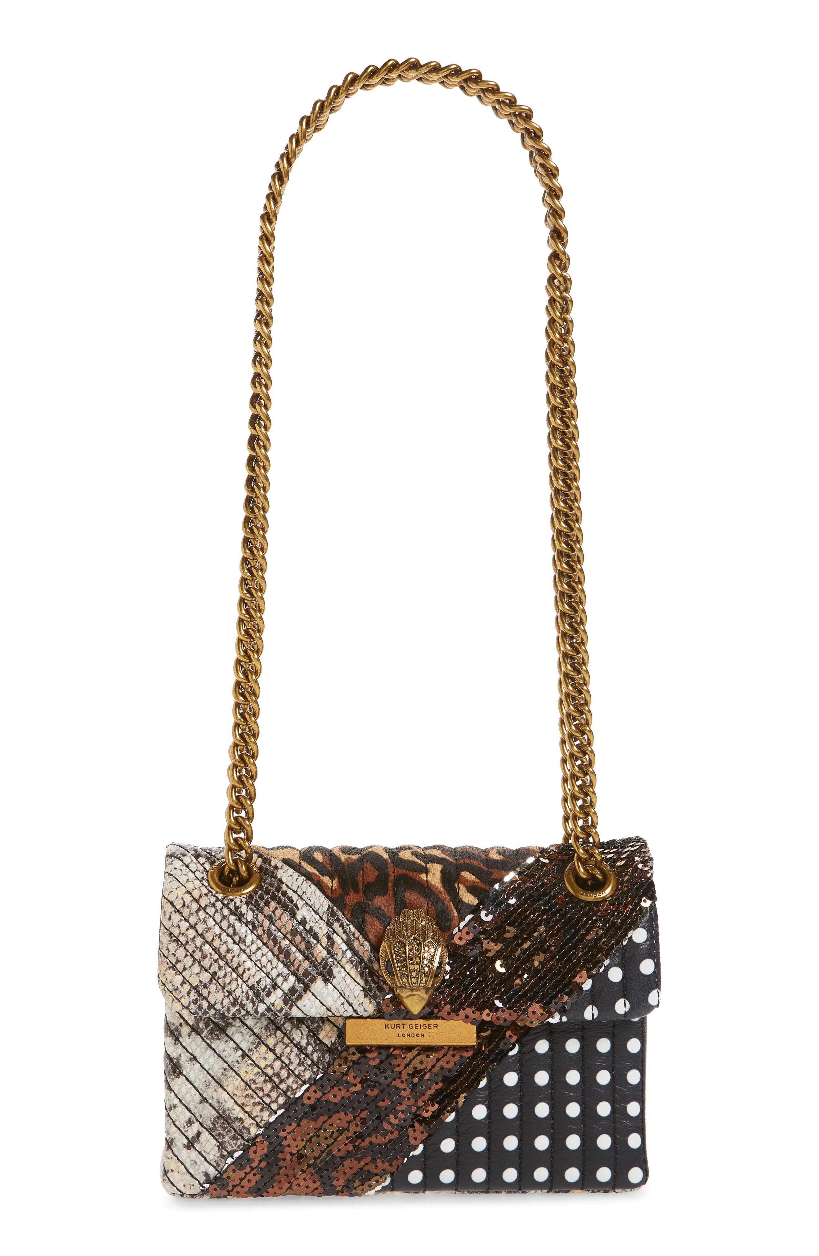 Kurt Geiger London Mini Kensington Genuine Calf Hair Mixed Media Crossbody Bag, Main, color, 