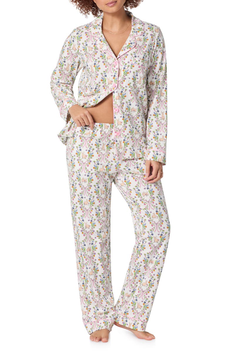 BedHead Pajamas Stretch Cotton Jersey Pajamas, Alternate, color, Bunny Blooms