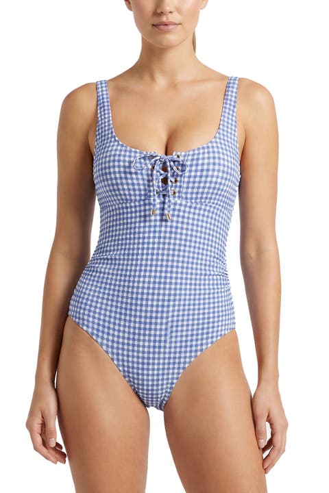 Taylor Lace-Up Underwire One-Piece Swimsuit