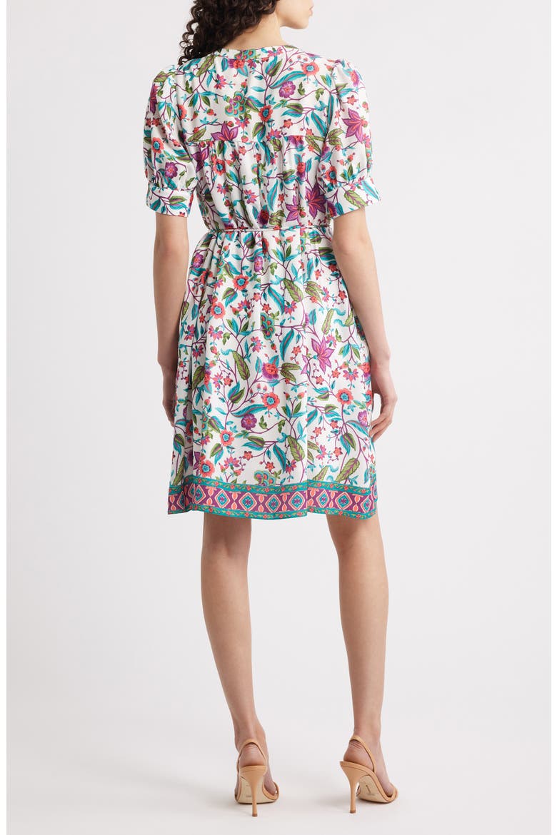 Floral Print Short Sleeve Dress, Alternate, color, WHITE MULTI
