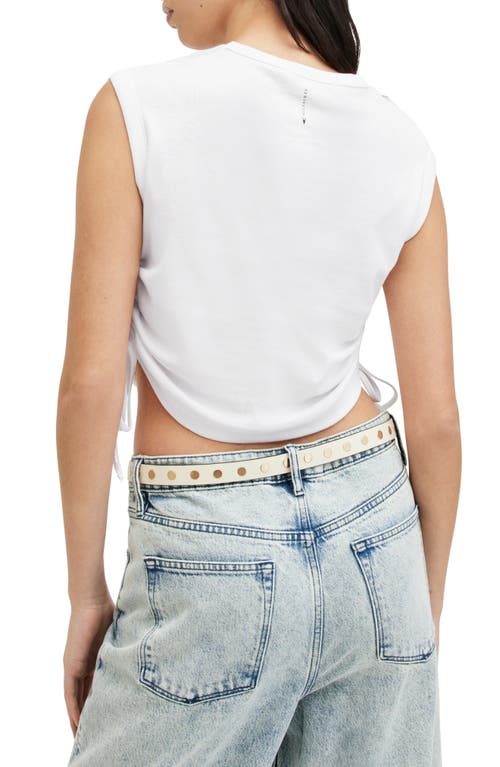 Allsaints Womens Chalk White Sonny Logo-print Side-tie Organic-cotton Tank In Chalk White