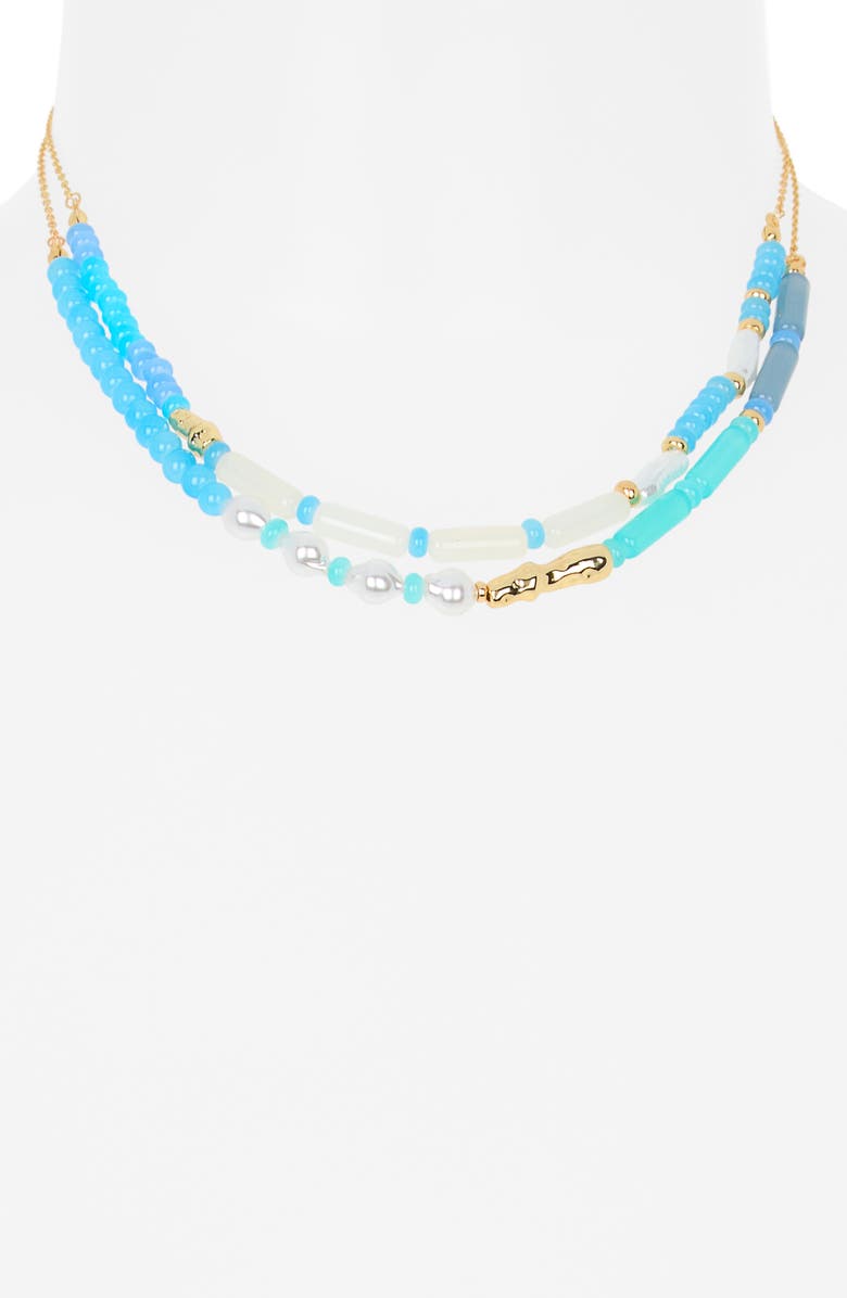 Leith Two-Row Beaded Necklace, Alternate, color, Blue Multi- Gold