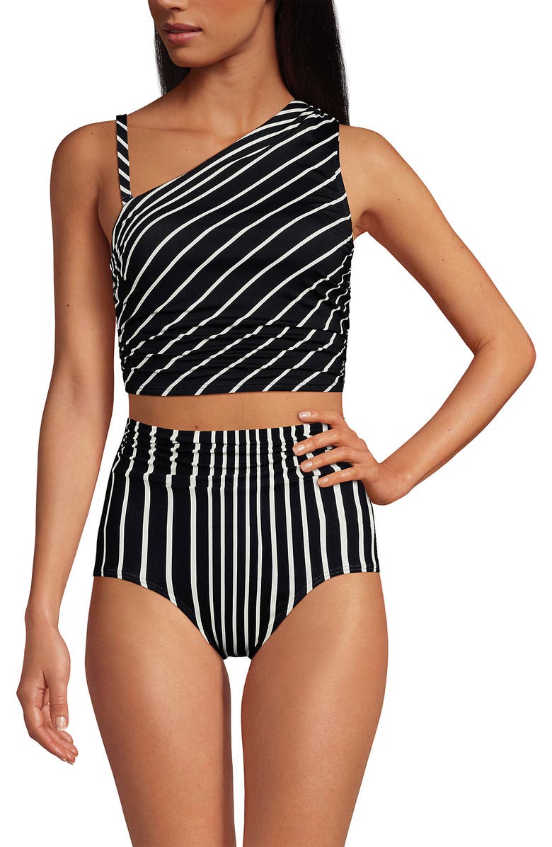 Lands' End D-Cup Ruched One Shoulder Tankini Top, Alternate, color,