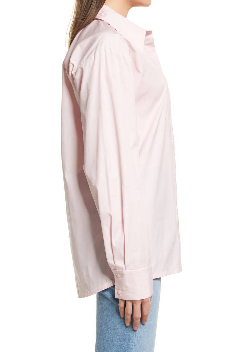 Relaxed Poplin Button-Up Shirt, Alternate, color, PINK CHALK