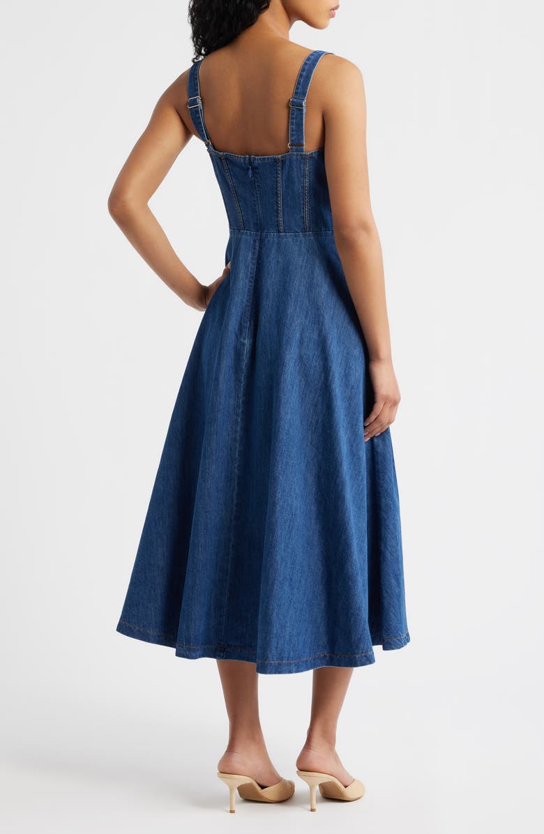 FREEMARKET Sweetheart Neck Denim Dress, Alternate, color, Medium Indigo