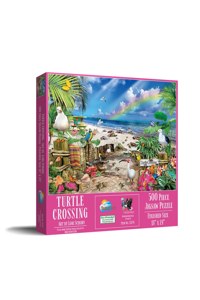 Turtle Crossing 500 piece Jigsaw Puzzle for Adults, Main, color, Multicolor