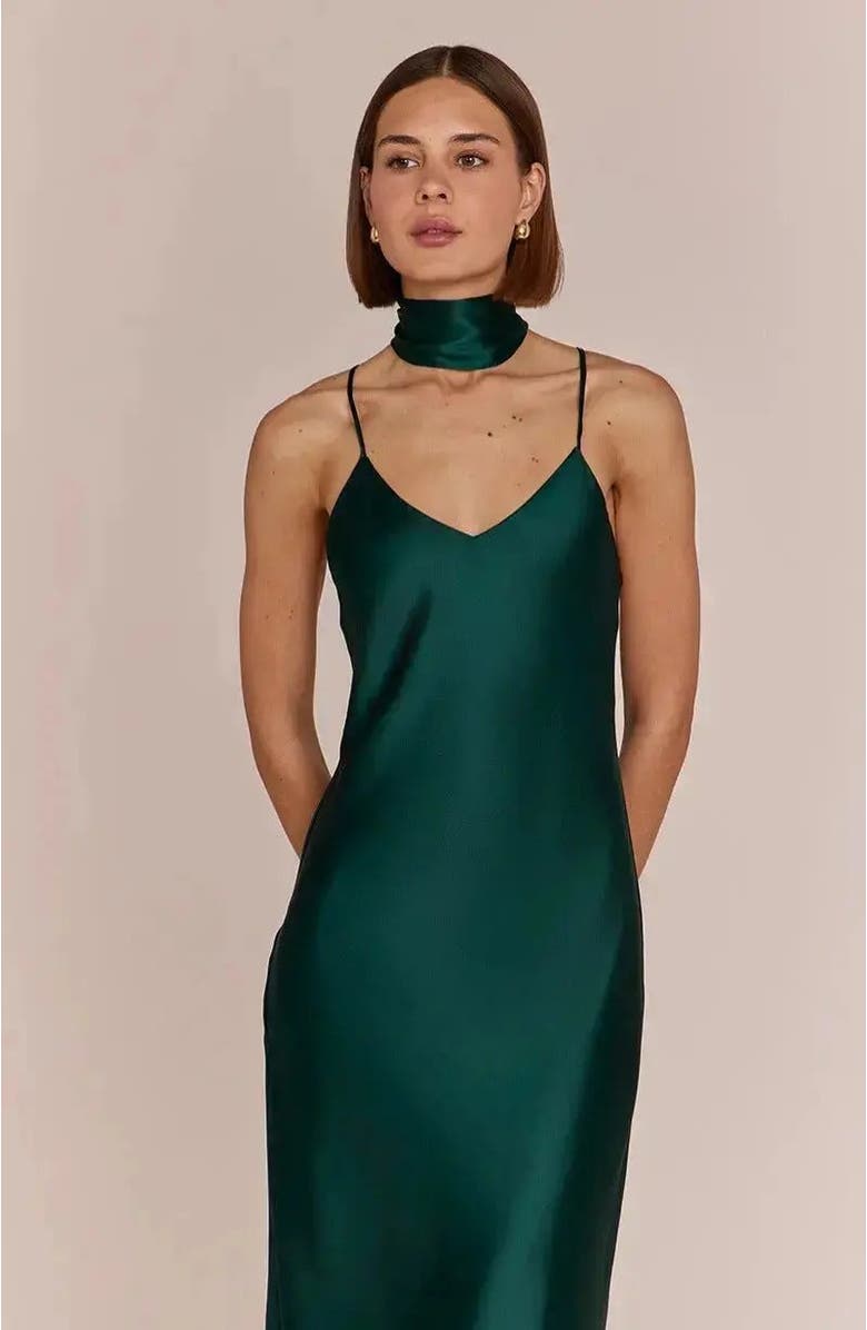 Rewritten Brooklyn Slip Dress, Alternate, color, Forest Green