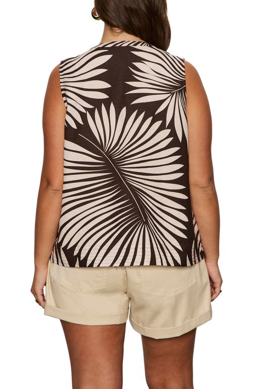 Sanctuary The Harmony Palm Pintuck Pleat Linen Blend Tank In Brown