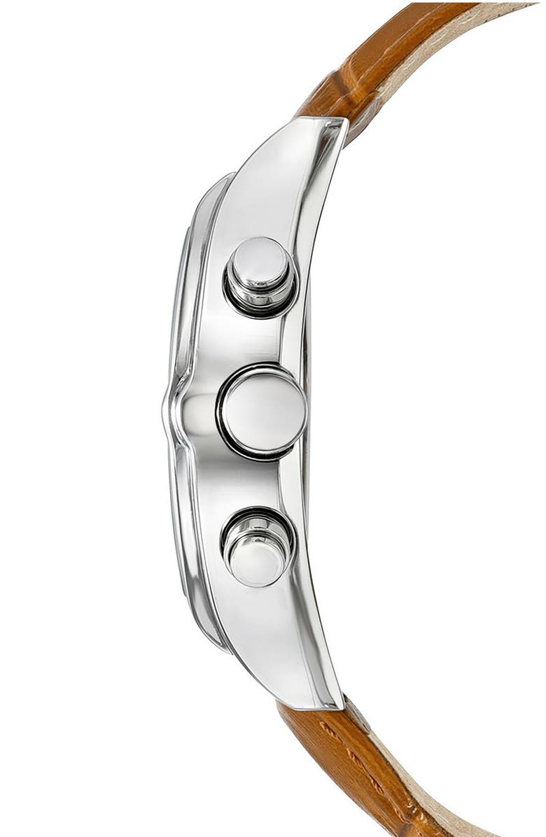 PORSAMO BLEU Roman Chronograph Croc Embossed Leather Strap Watch, 42mm, Alternate, color, Brown