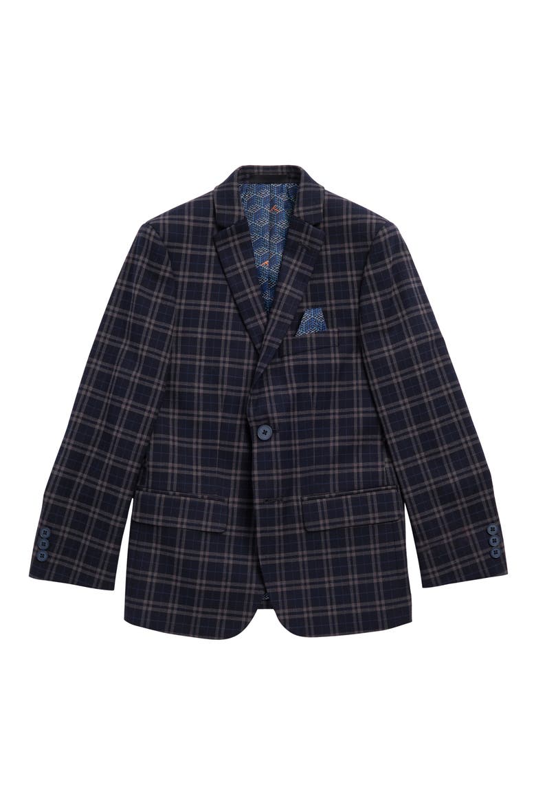 Kids' Tallia Plaid Sport Coat, Main, color, NAVY/ TAN