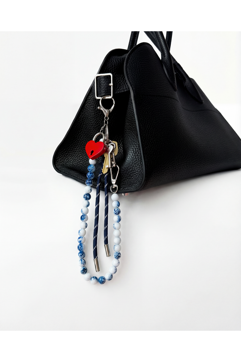 Beaded Bag Charm, Alternate, color, Blue