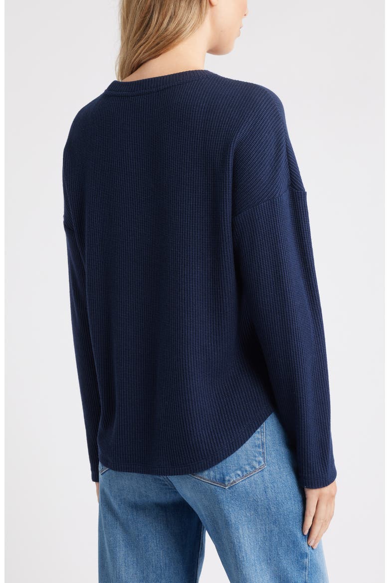 Long Sleeve Waffle Knit T-Shirt, Alternate, color, NAVY STILL