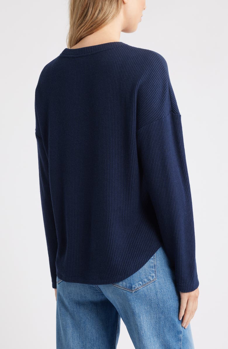 Caslon<sup>®</sup> Long Sleeve Waffle Knit T-Shirt, Alternate, color, Navy Still