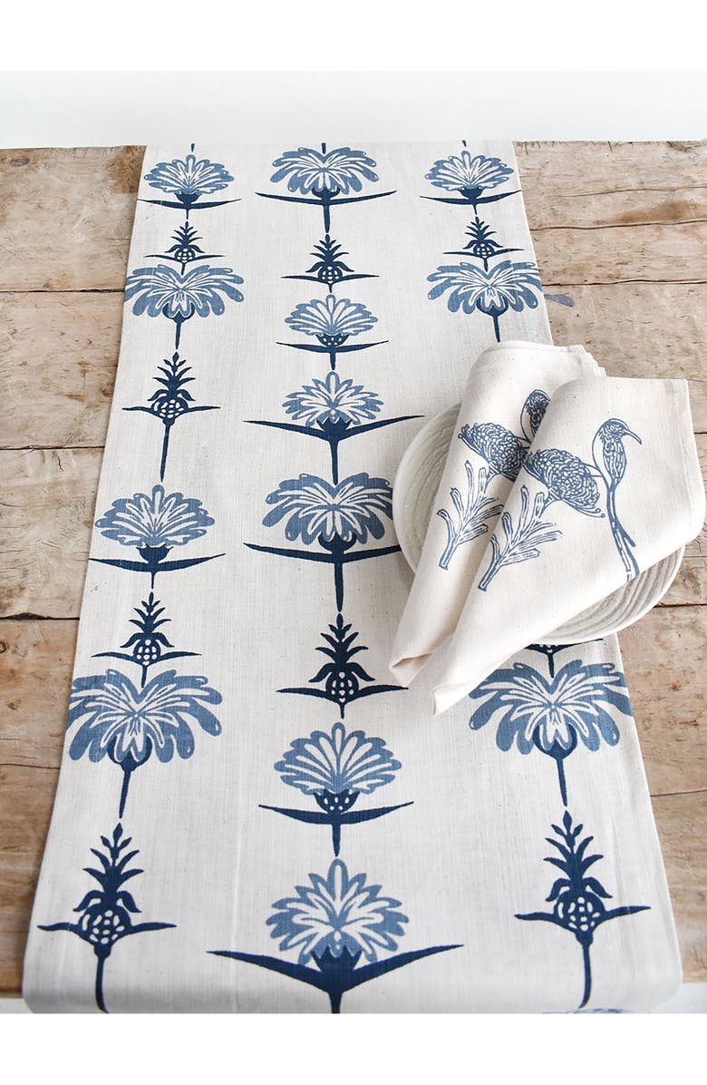 FRENCH HOME Tropical Garden Table Runner, Alternate, color, Indigo And Sky