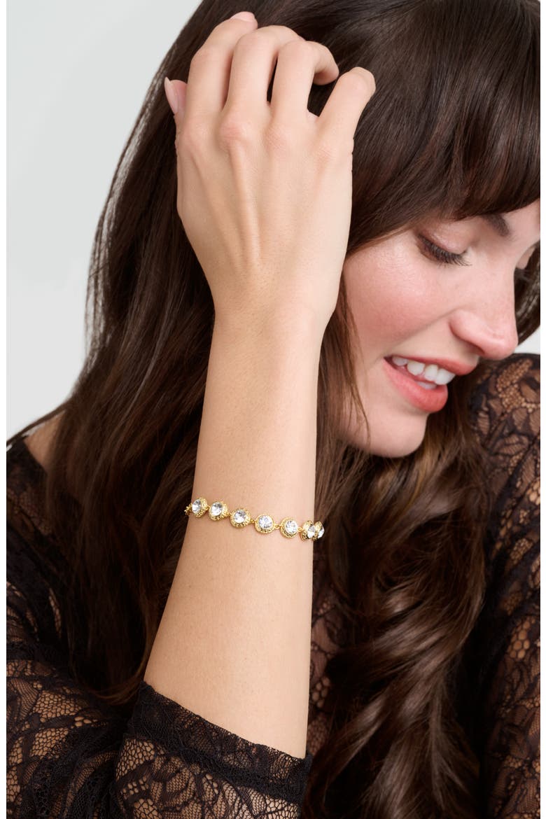 Solace Solitaire Sparkle Crystal Bracelet, Alternate, color, GOLD TONE/ CLEAR CRYSTAL