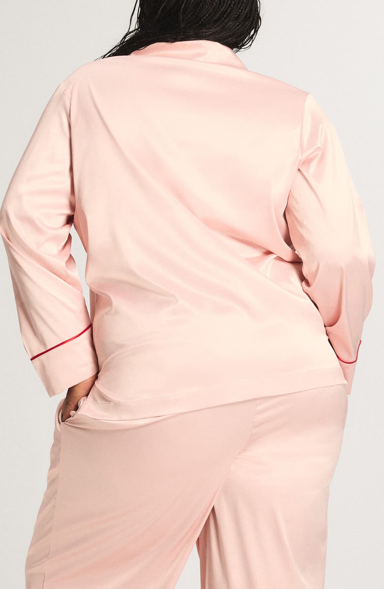 SAVAGE X FENTY Satin Ever After Pajama Shirt, Alternate, color, Retro Rose