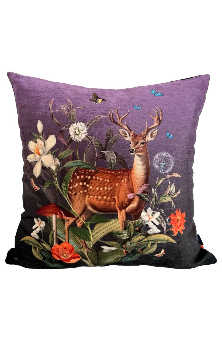 Muzaluci Velvet Pillow - Woodland Deer, Main, color, Purple