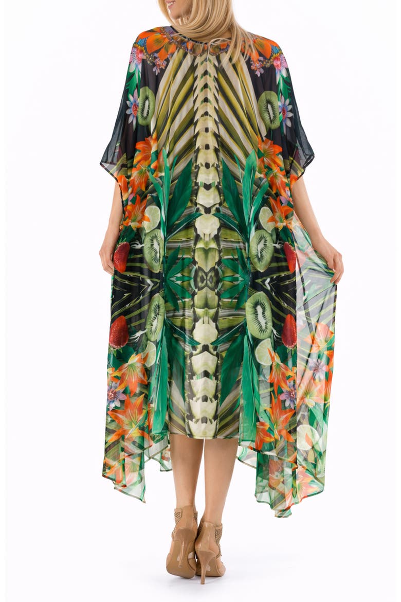 Mixed Print Longline Duster, Alternate, color, GREEN