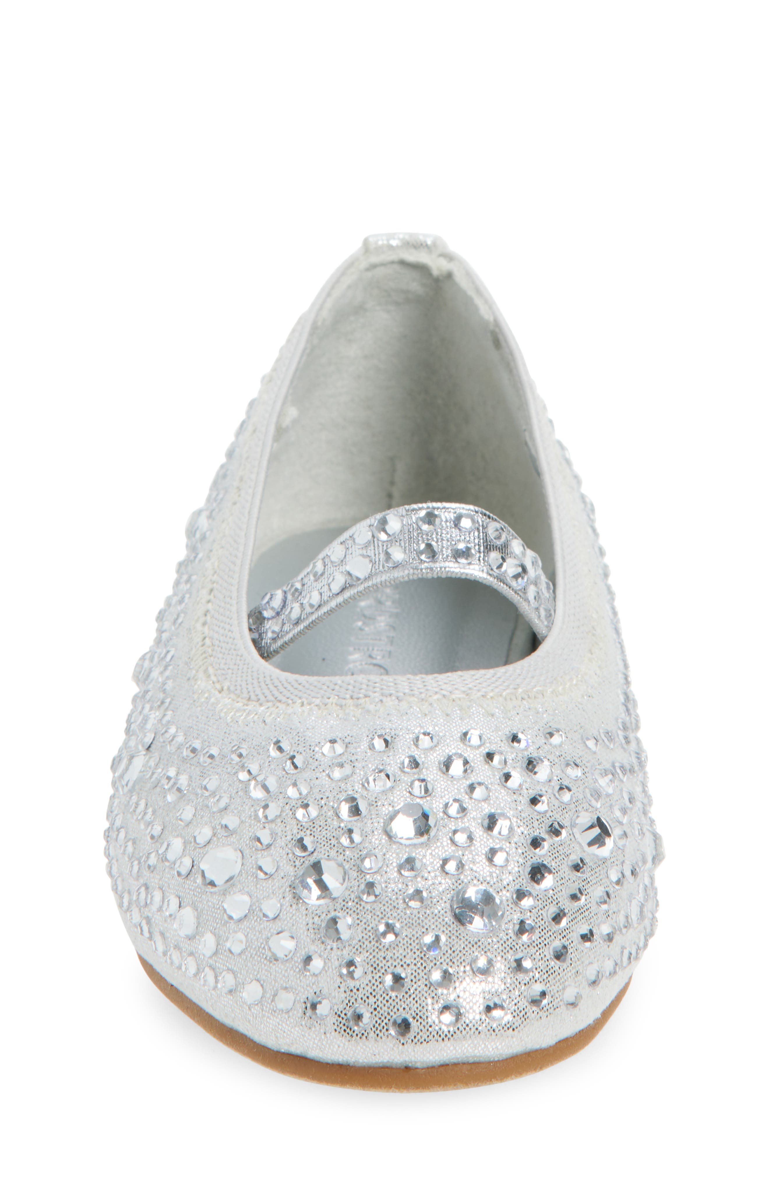 Nordstrom Kids' Kyleigh Sparkle Mary Jane Flat, Alternate, color, Silver Metallic