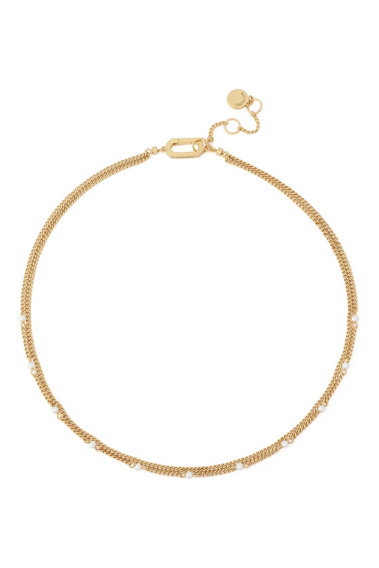 Faux Pearl Double Layer Necklace, Alternate, color, PEARL/ VINTAGE GOLD