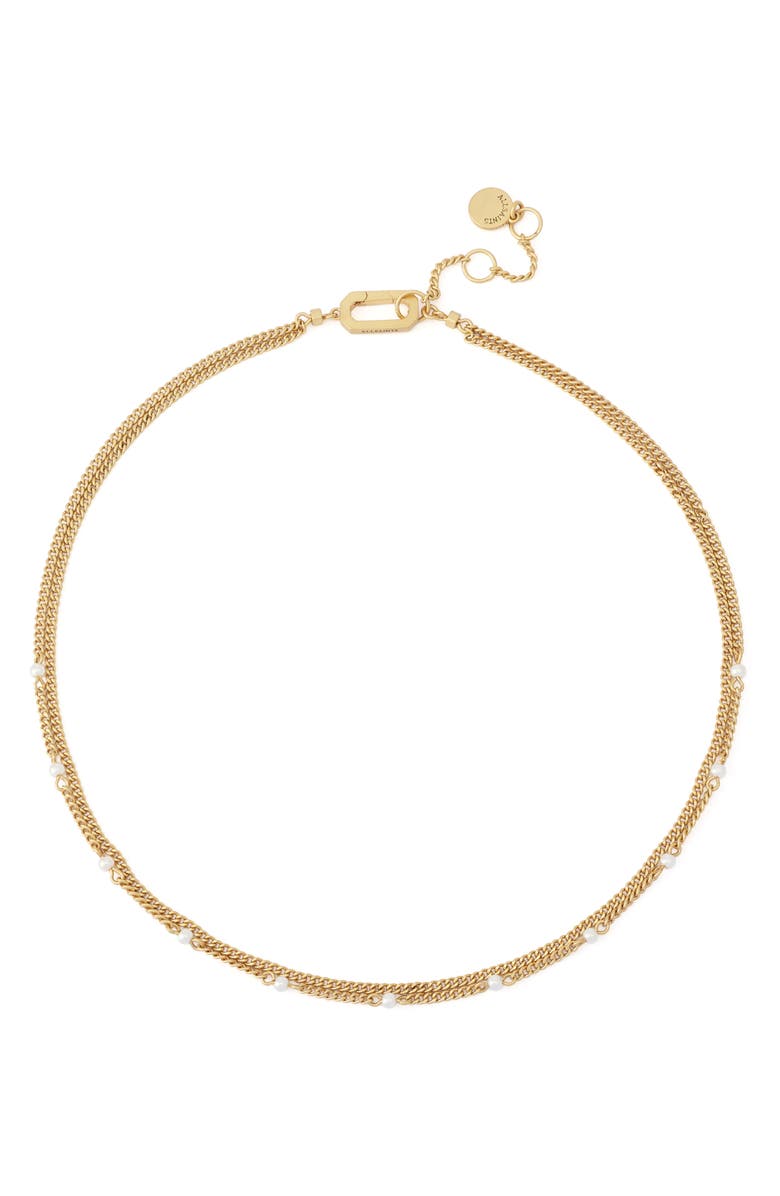 AllSaints Faux Pearl Double Layer Necklace, Alternate, color, 