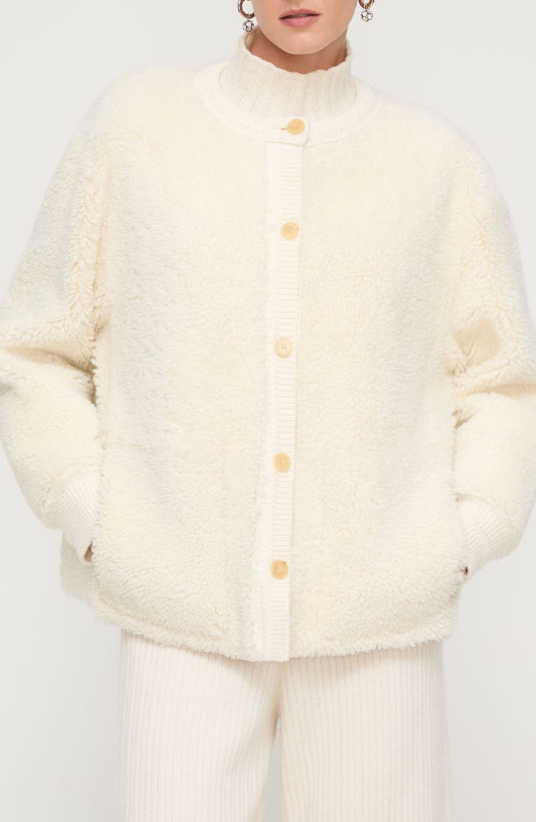 Lafayette 148 New York Genuine Shearling Reversible Jacket, Main, color, Cloud/ Raffia