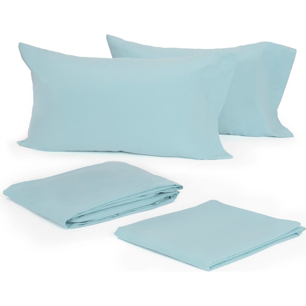 Modern Living Cotton Sateen Sheet Set In Soft Aqua