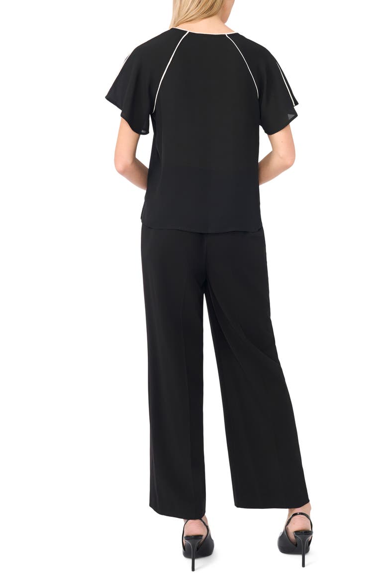 Piped Flutter Sleeve Top, Alternate, color, RICH BLACK